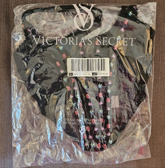 New Victoria's Secret Dark Blossom Floral Embroidery Black Mesh Corset Top - Picture 4 of 8